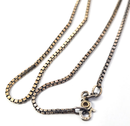 Ciani modernist vintage sterling silver unique gold wash 16 inch box chain necklace