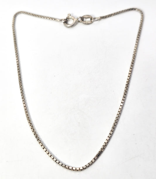 Sterling silver 9 inch sterling silver Italian box chain bracelet anklet