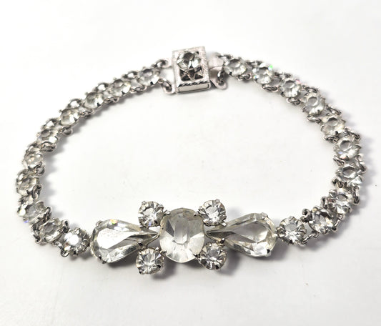 12k white gold filled vintage open work mid century bow tennis bracelet