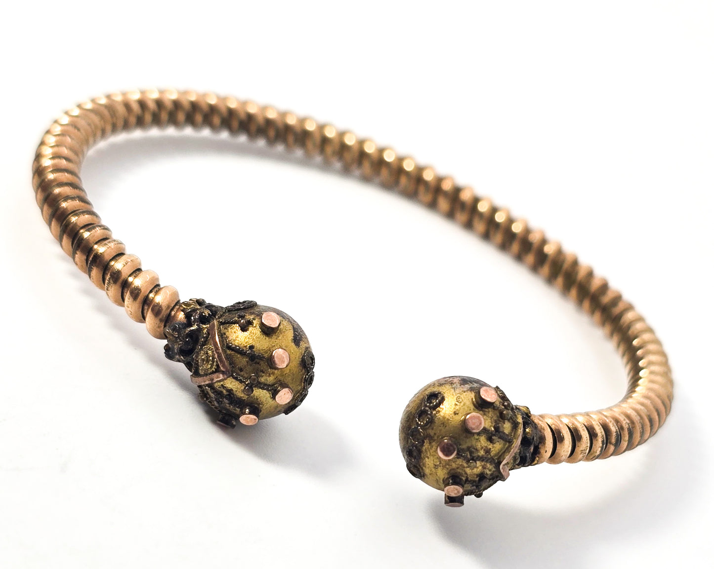 Etruscan yellow gold filled twisted band antique wedding bangle bracelet