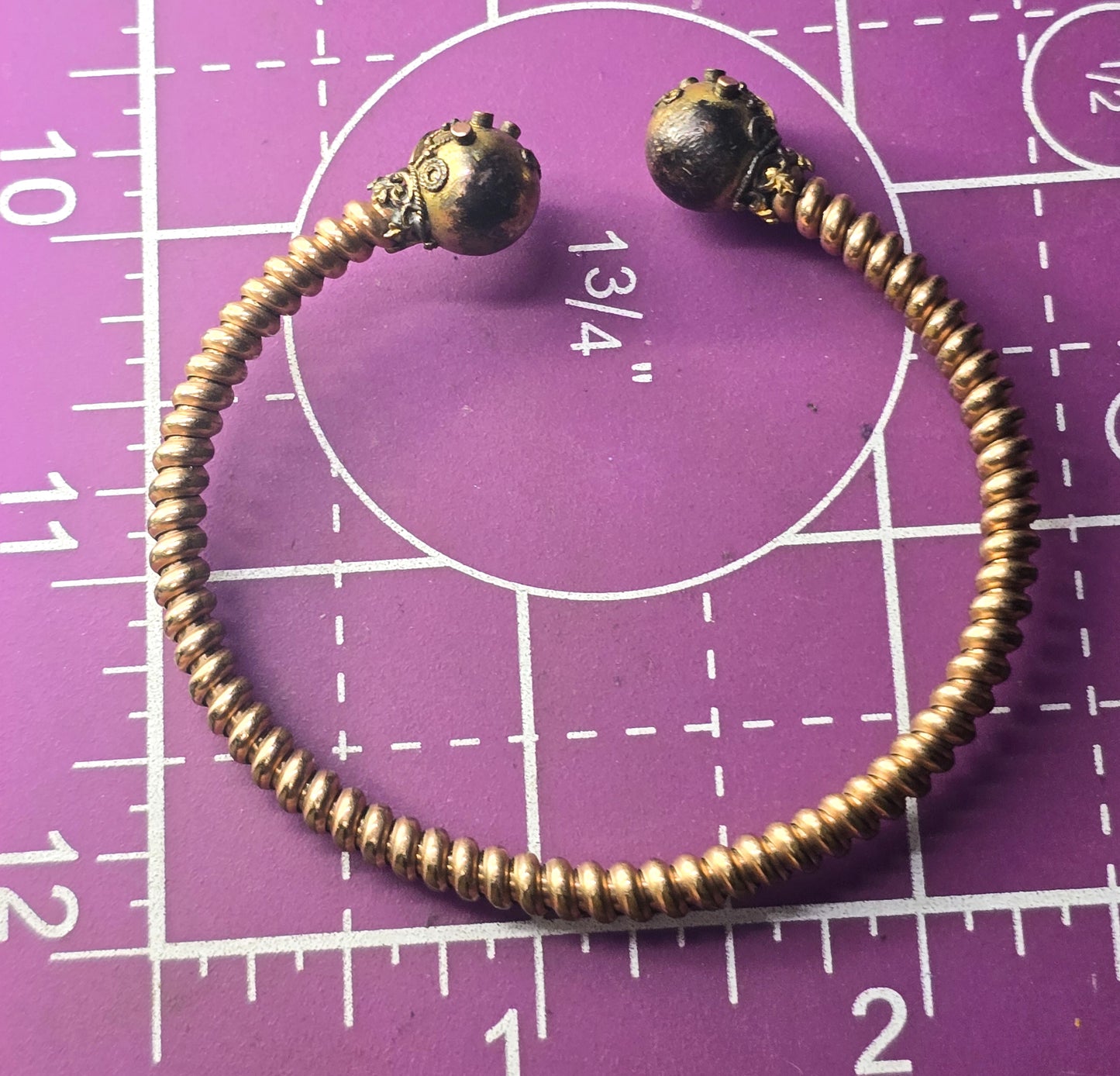 Etruscan yellow gold filled twisted band antique wedding bangle bracelet