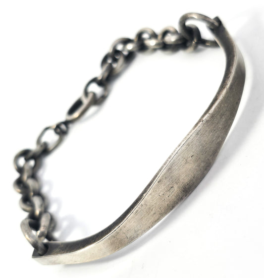 Sarah Coventry silver plated vintage retro blank ID bracelet