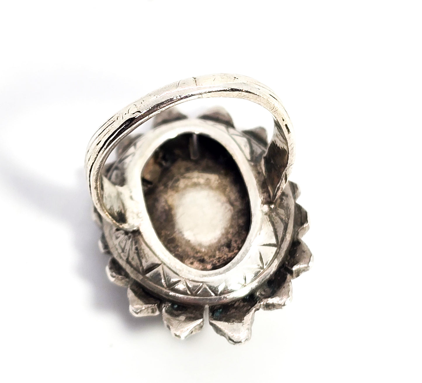 Art Deco Marcasite flower swirl vintage sterling silver ring size 4
