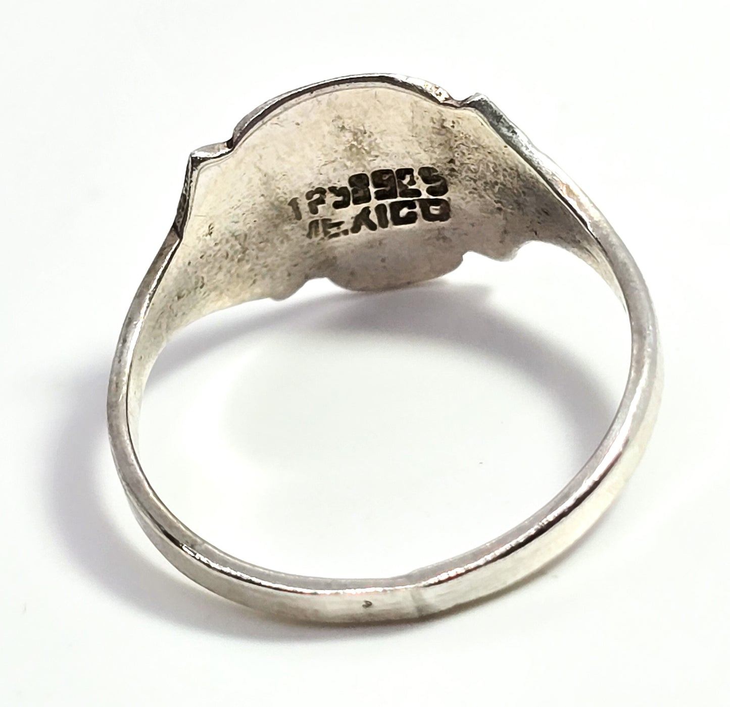 Dia de los Muertos Taxco Mexico vintage enamel sterling silver skull ring size 6