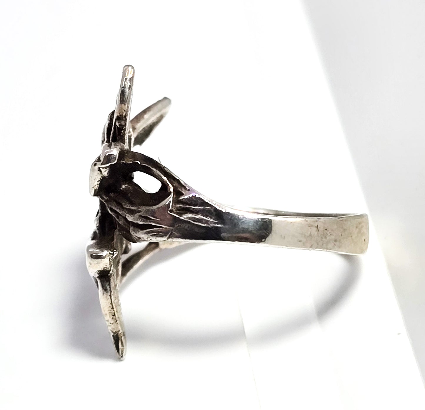 Art Nouveau style Fairy sprite princess nymph vintage sterling silver ring size 6