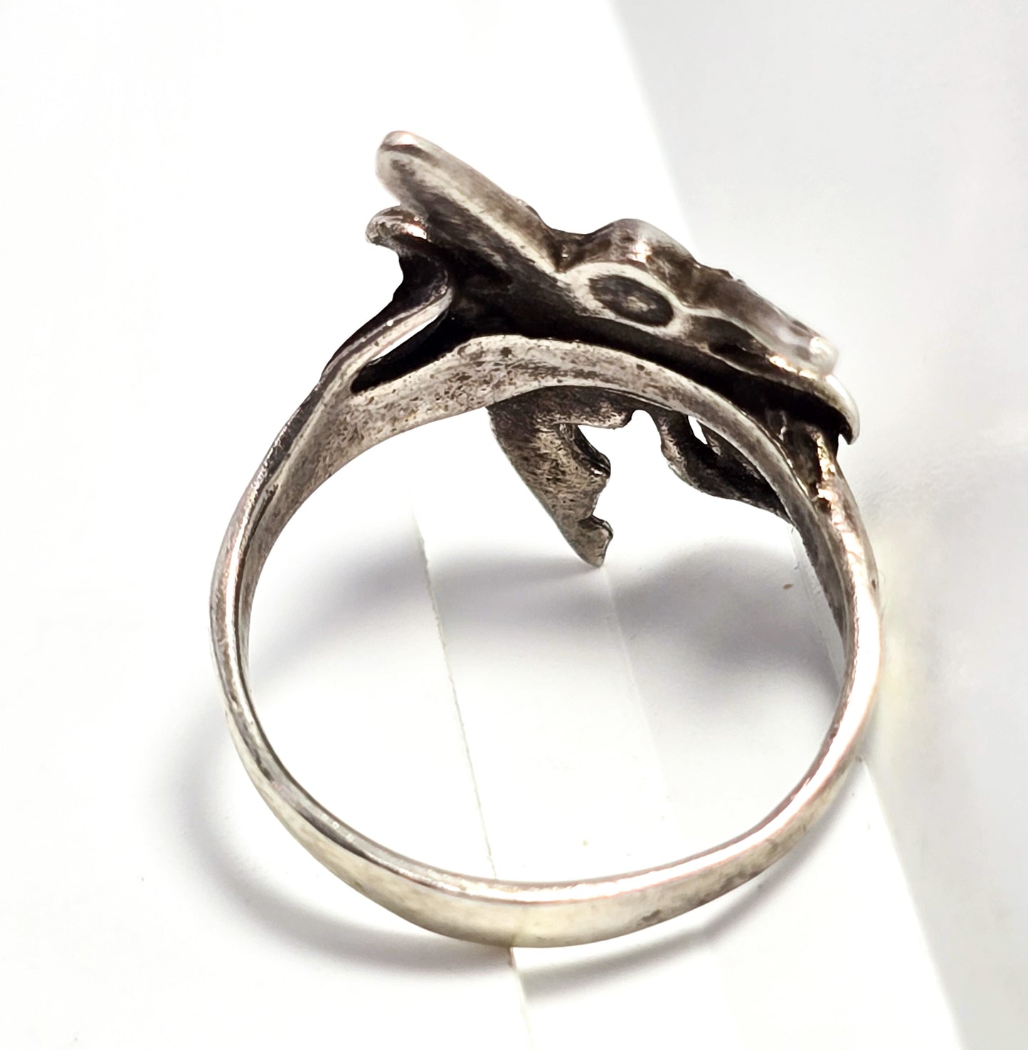 Art Nouveau style Fairy sprite princess nymph vintage sterling silver ring size 6