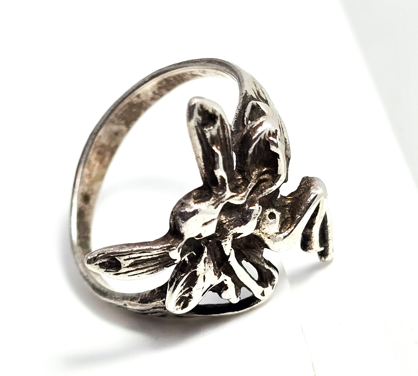 Art Nouveau style Fairy sprite princess nymph vintage sterling silver ring size 6