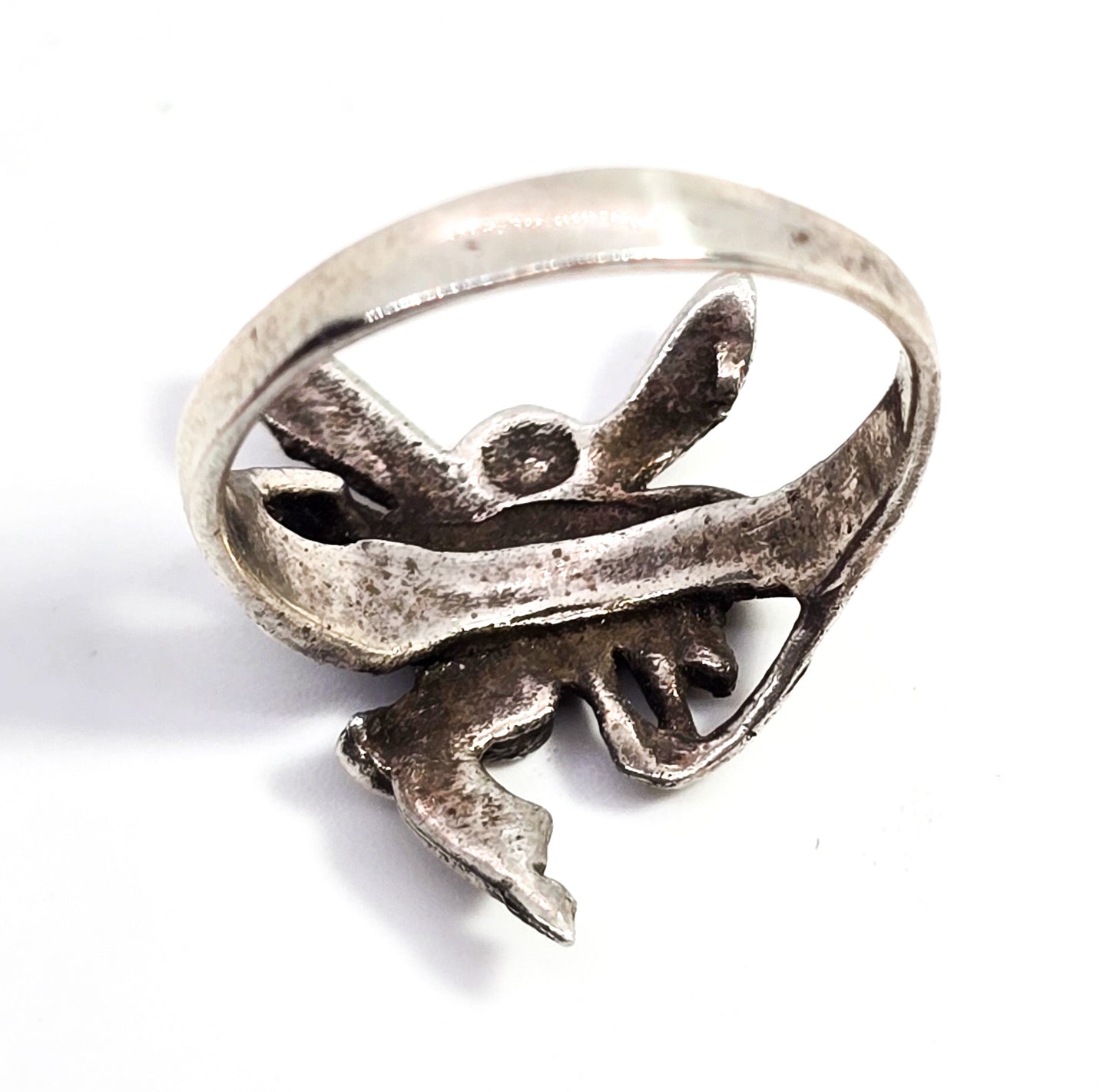 Art Nouveau style Fairy sprite princess nymph vintage sterling silver ring size 6