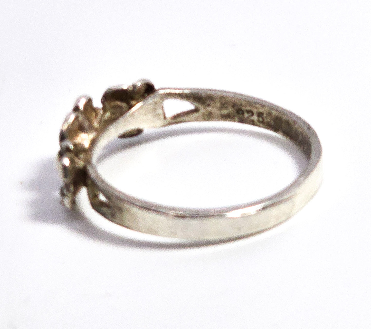 Frangipani Plumeria three flower sterling silver vintage flower ring band size 8