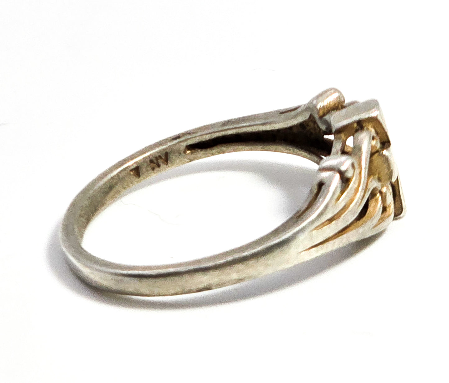 Filigree wave Cross Christian sterling silver vintage ring size 7.5 NV