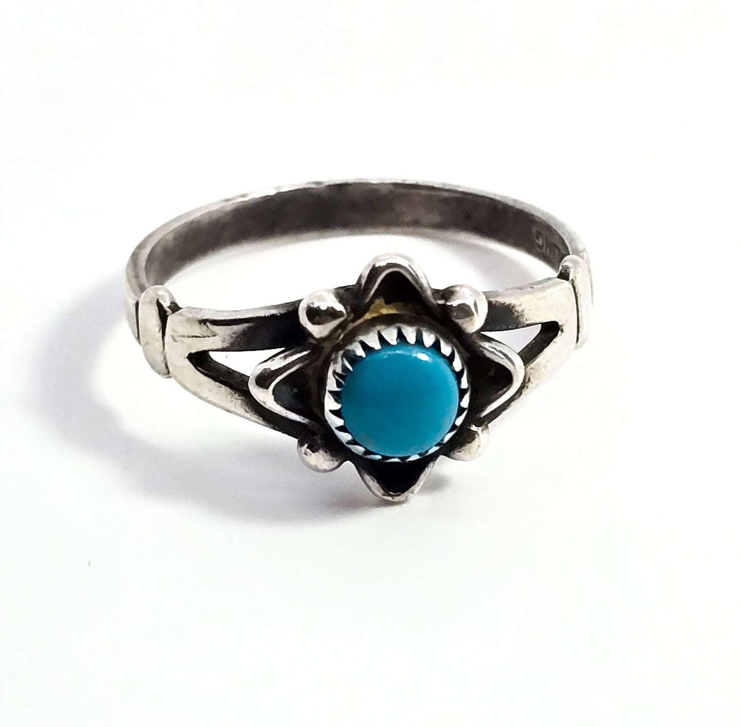 Bell Trading Post Turquoise split shank Southwestern vintage sterling silver ring size 7
