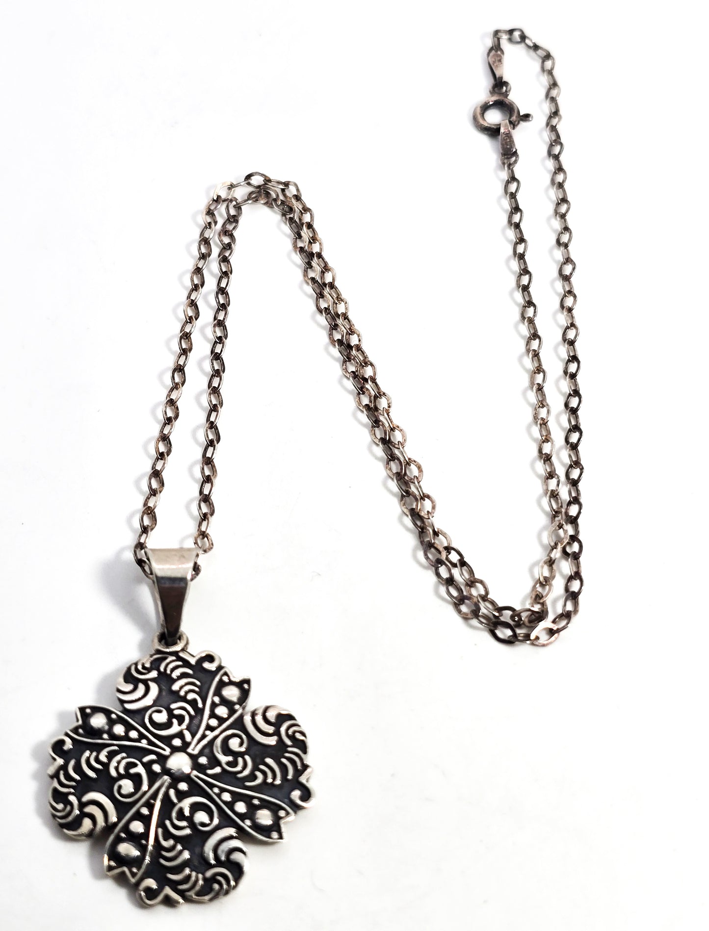 Maltese cross vintage Mexican tribal mandala sterling silver vintage necklace