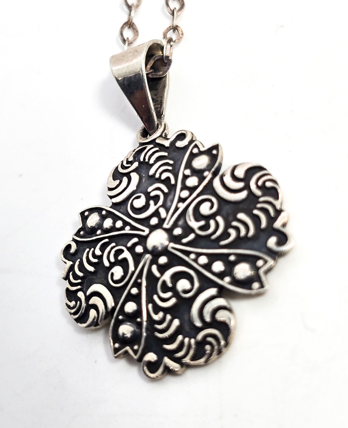 Maltese cross vintage Mexican tribal mandala sterling silver vintage necklace