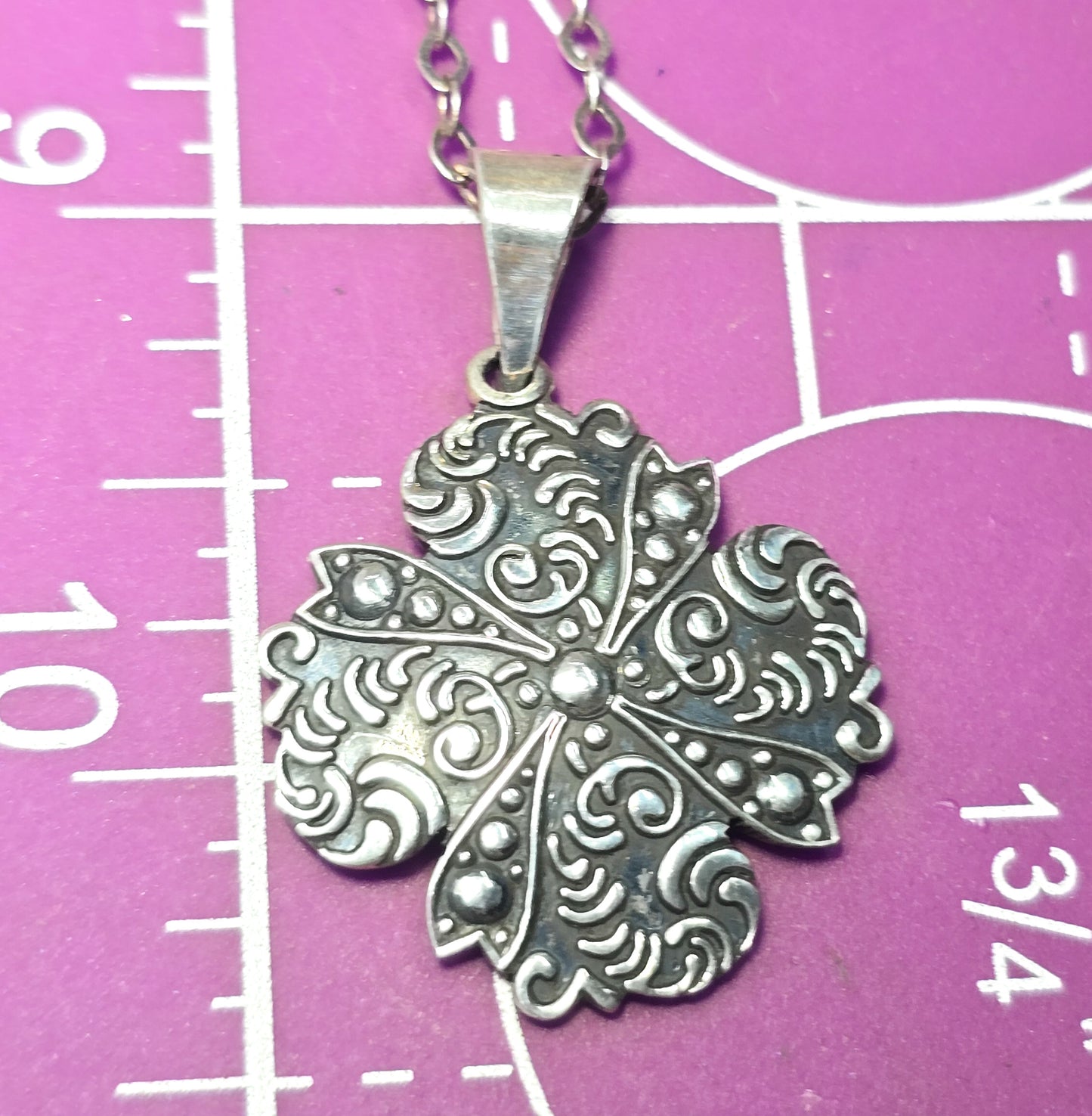 Maltese cross vintage Mexican tribal mandala sterling silver vintage necklace