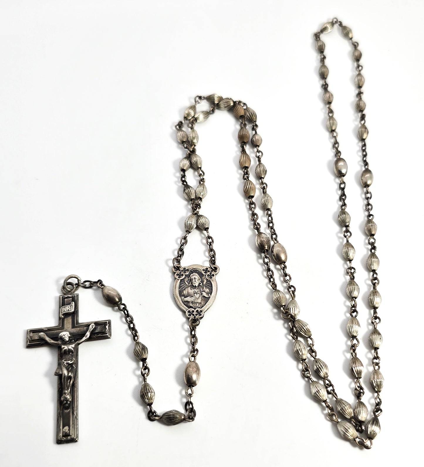 Catholic Rosary Sterling silver beaded Crucifix vintage rosary Mary J Royse