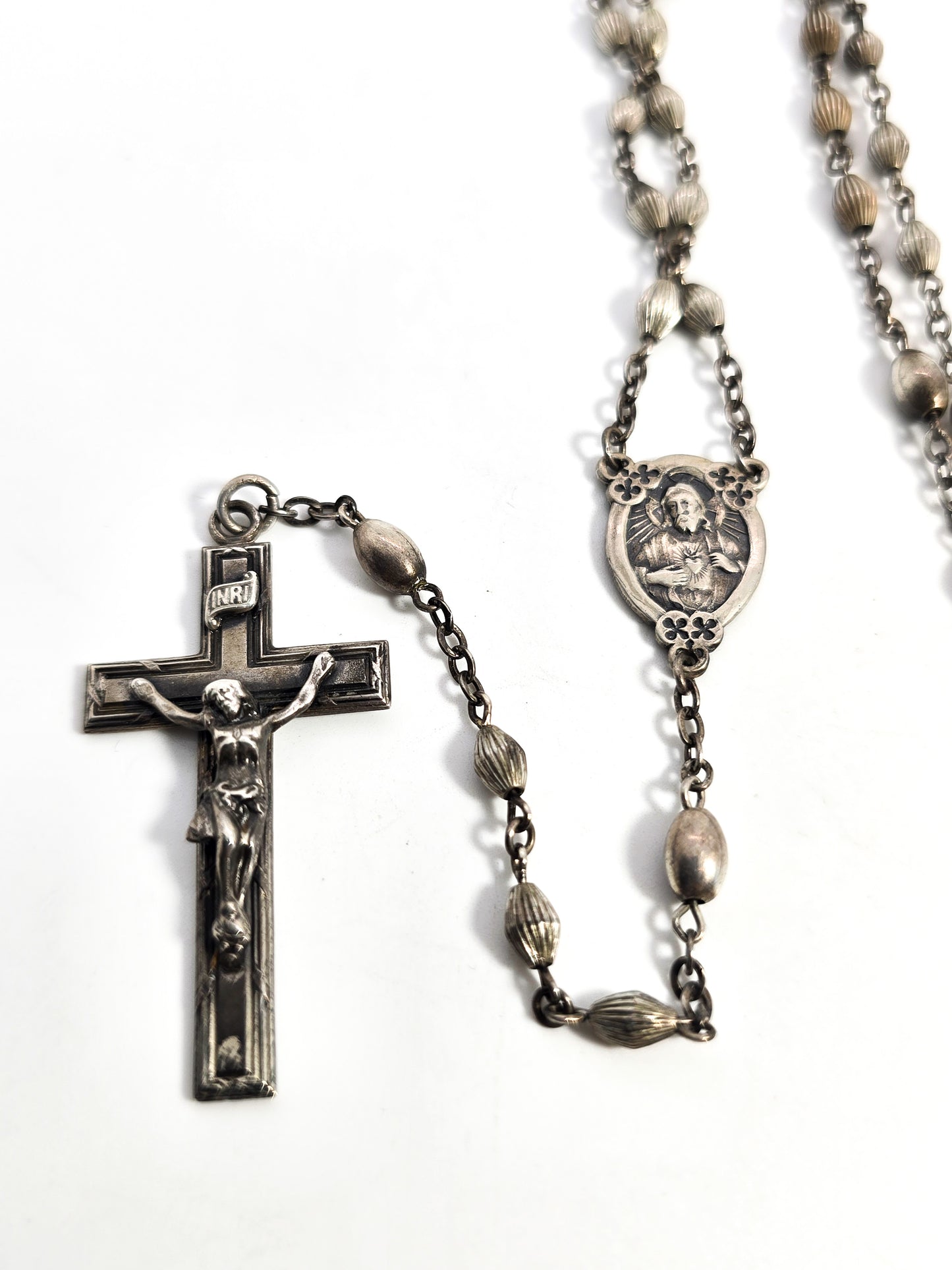 Catholic Rosary Sterling silver beaded Crucifix vintage rosary Mary J Royse