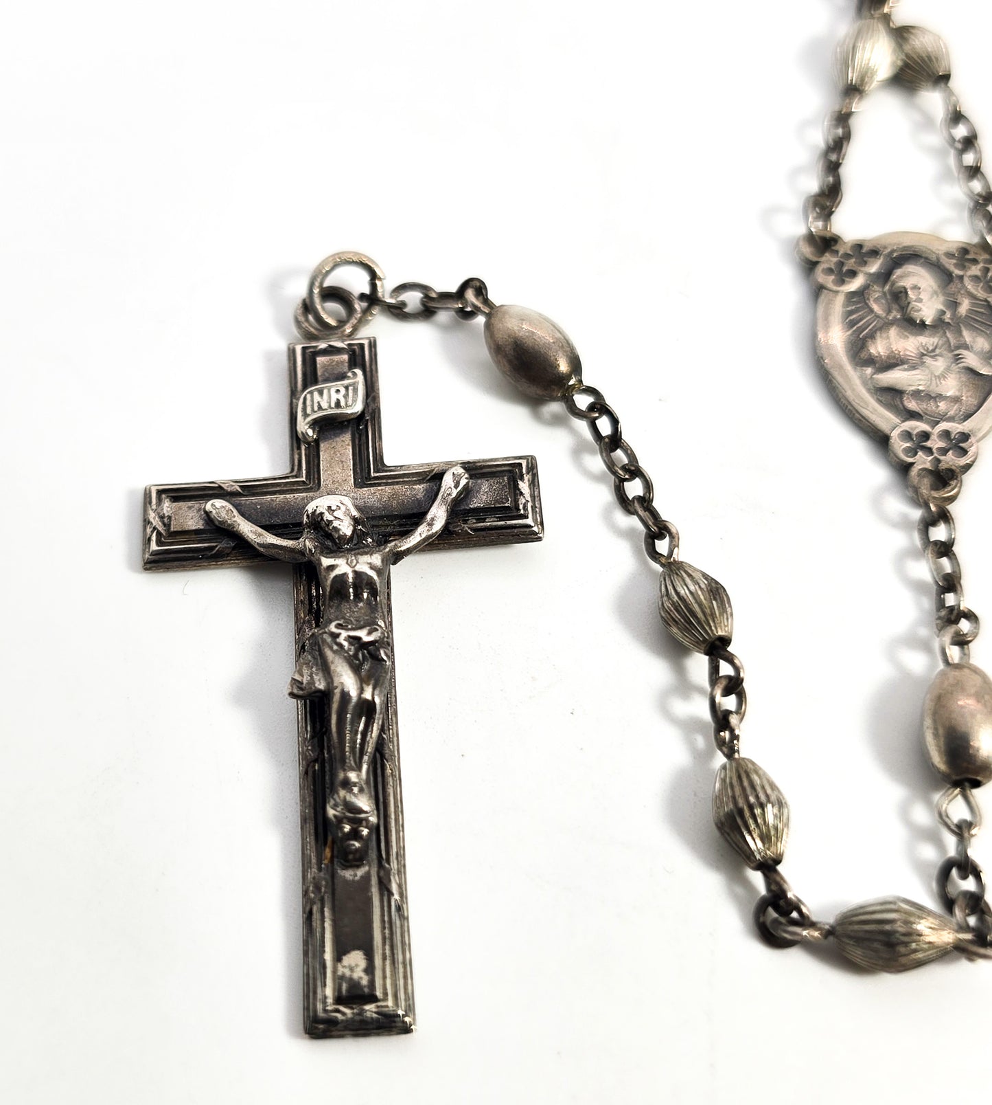 Catholic Rosary Sterling silver beaded Crucifix vintage rosary Mary J Royse