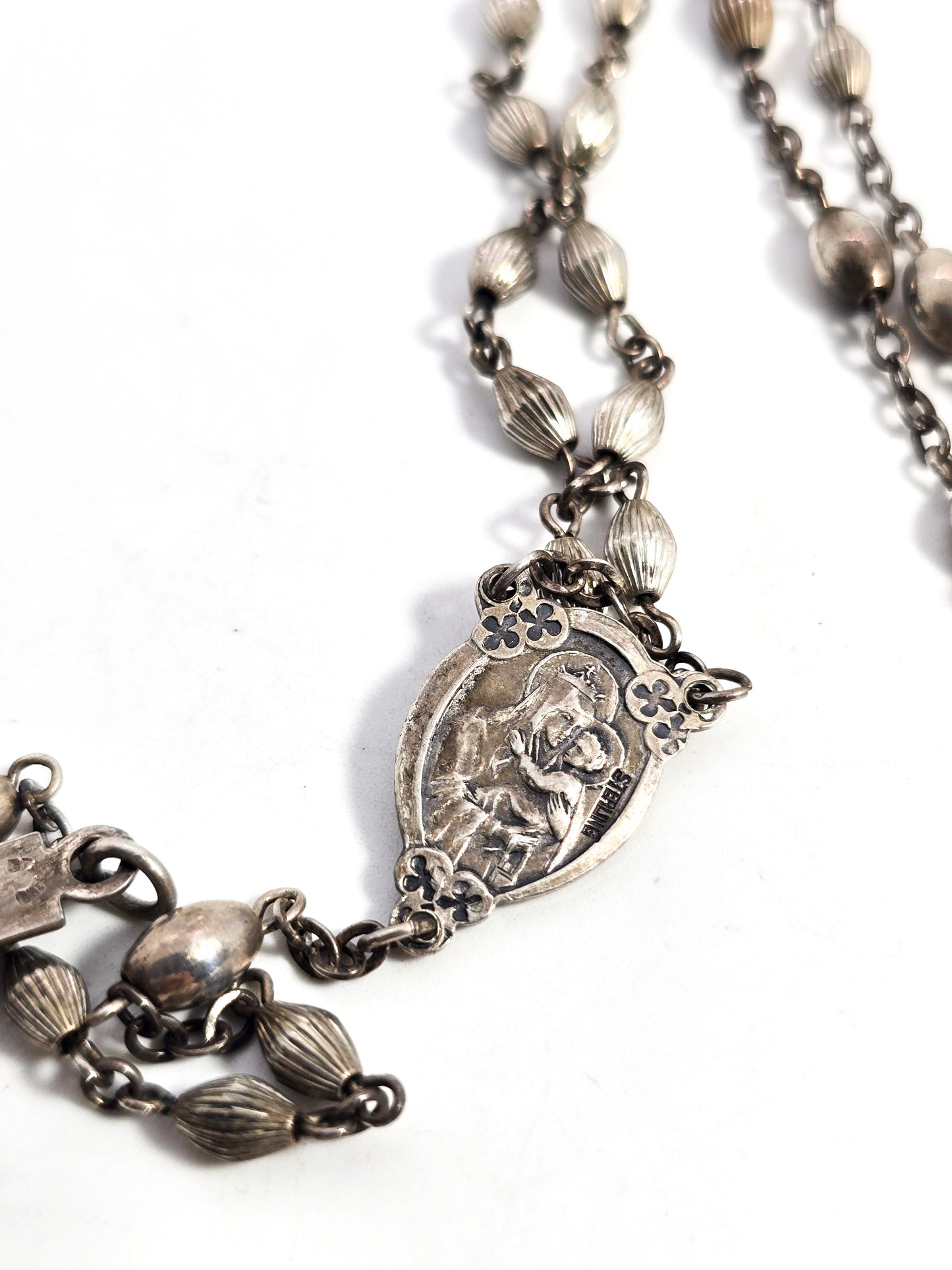 Catholic Rosary Sterling silver beaded Crucifix vintage rosary Mary J Royse
