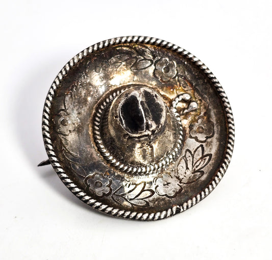 JCBR Sombrero Mexican hat Taxco Mexico vintage sterling silver brooch