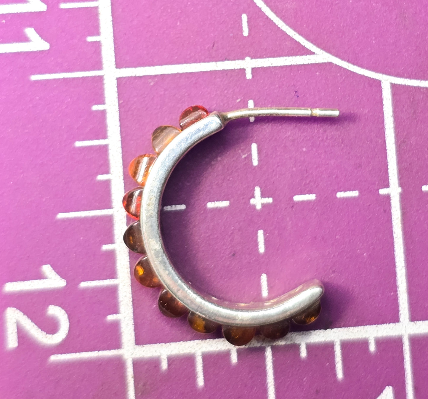 Polish Baltic amber dot sterling silver hoop V8 Poland amber post earrings