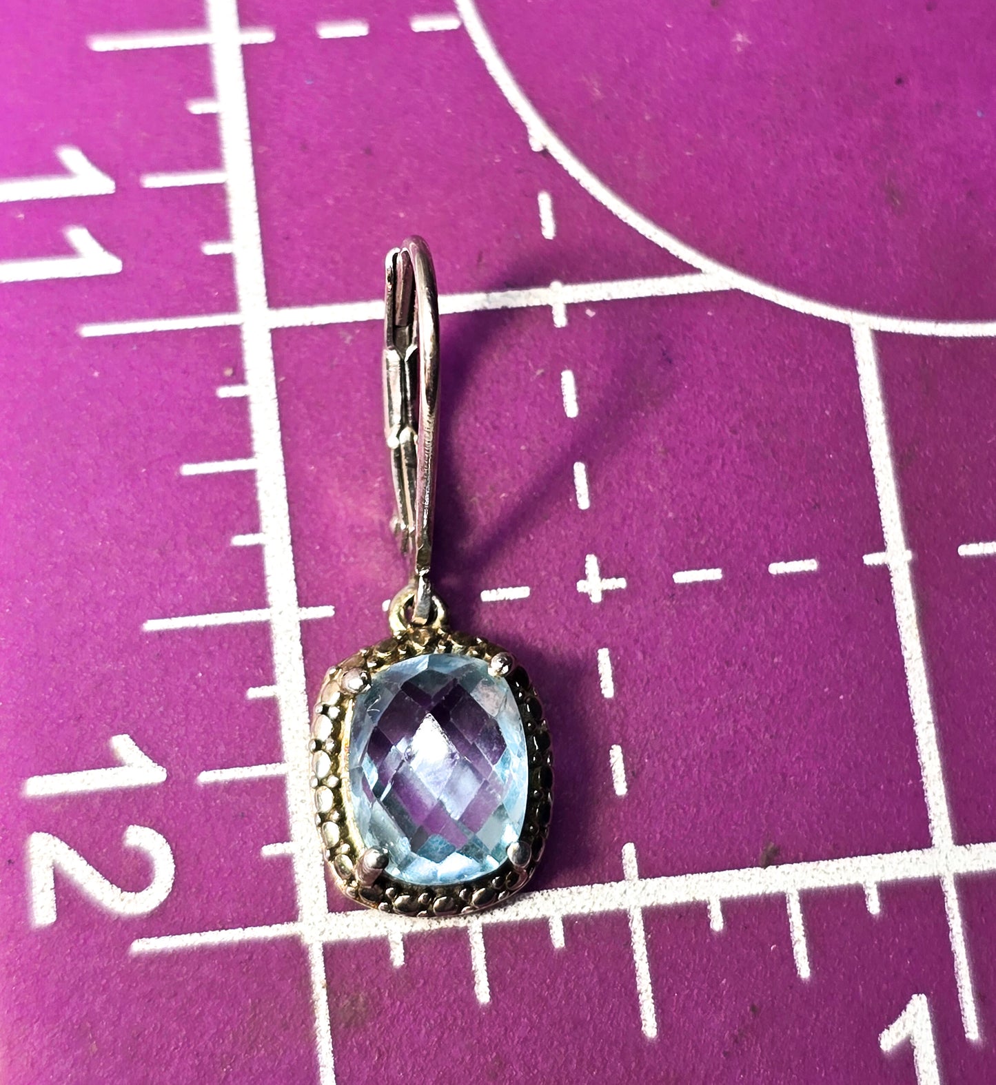 STS Chuck Clemency bright blue topaz sterling silver lever back earrings