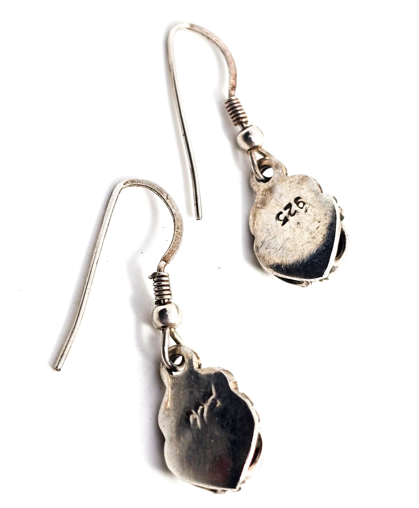 Labradorite gemstone drop Bali Balinese sterling silver vintage earrings