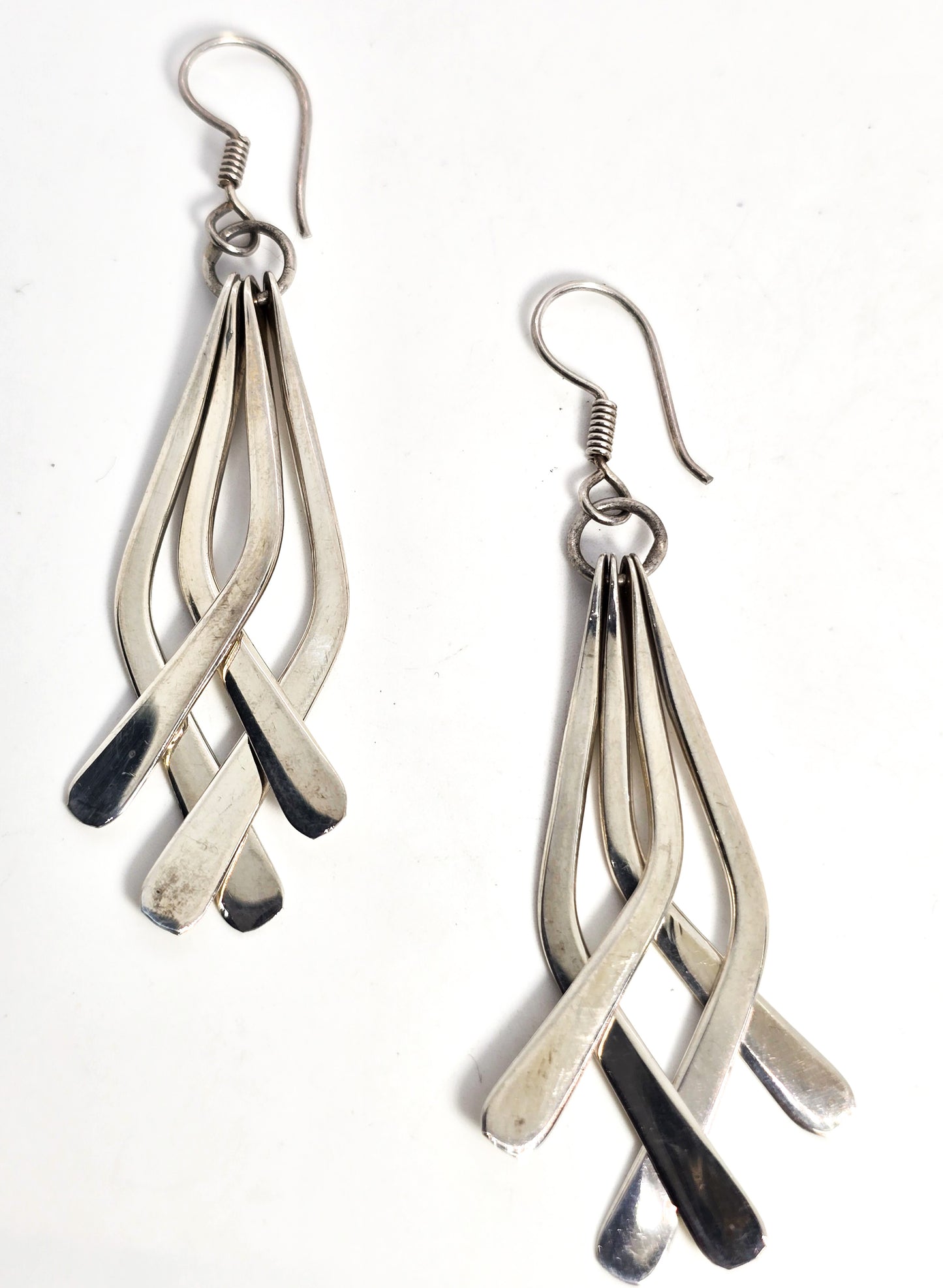 Mexico abstract drop vintage sterling silver layered puzzle earrings