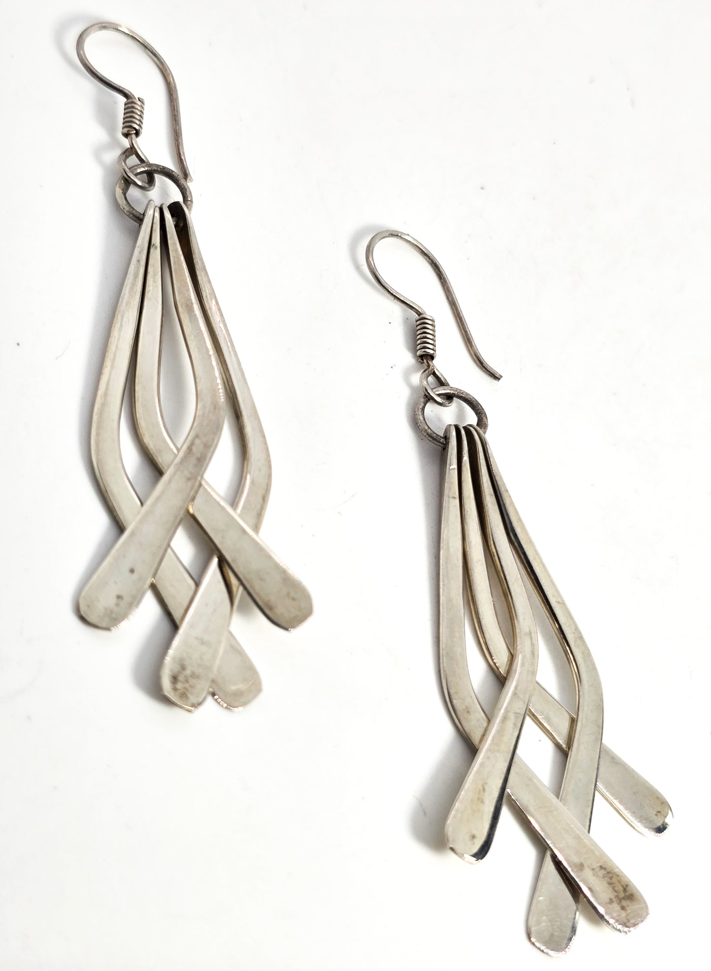 Mexico abstract drop vintage sterling silver layered puzzle earrings