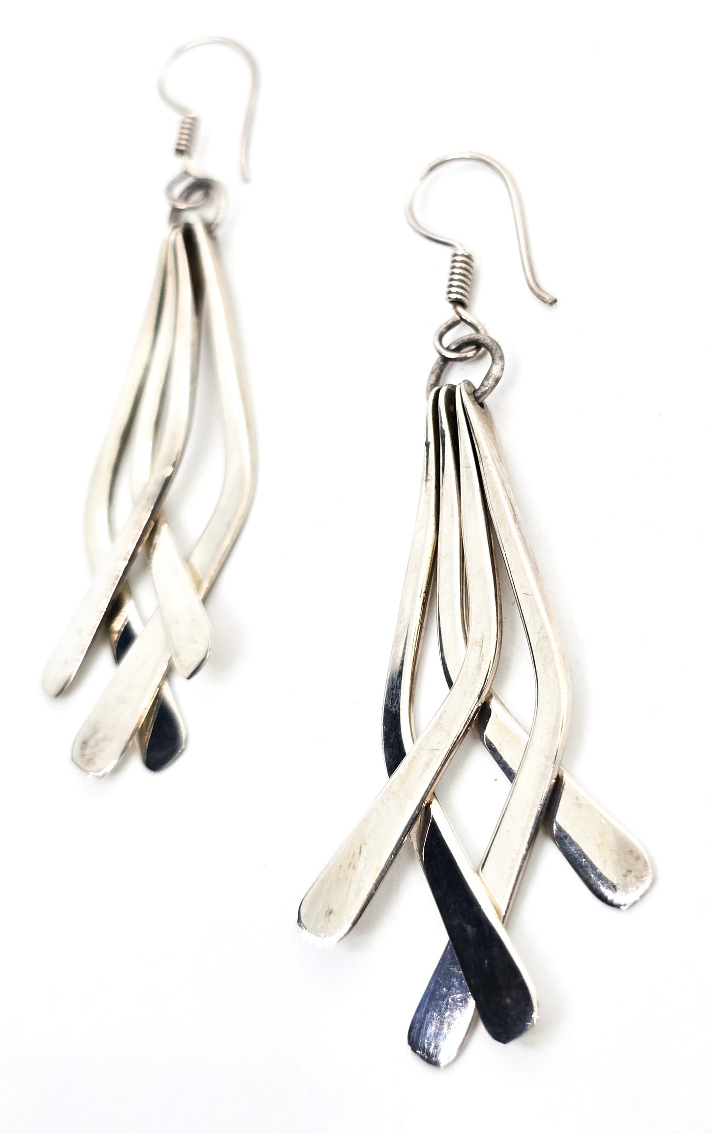 Mexico abstract drop vintage sterling silver layered puzzle earrings