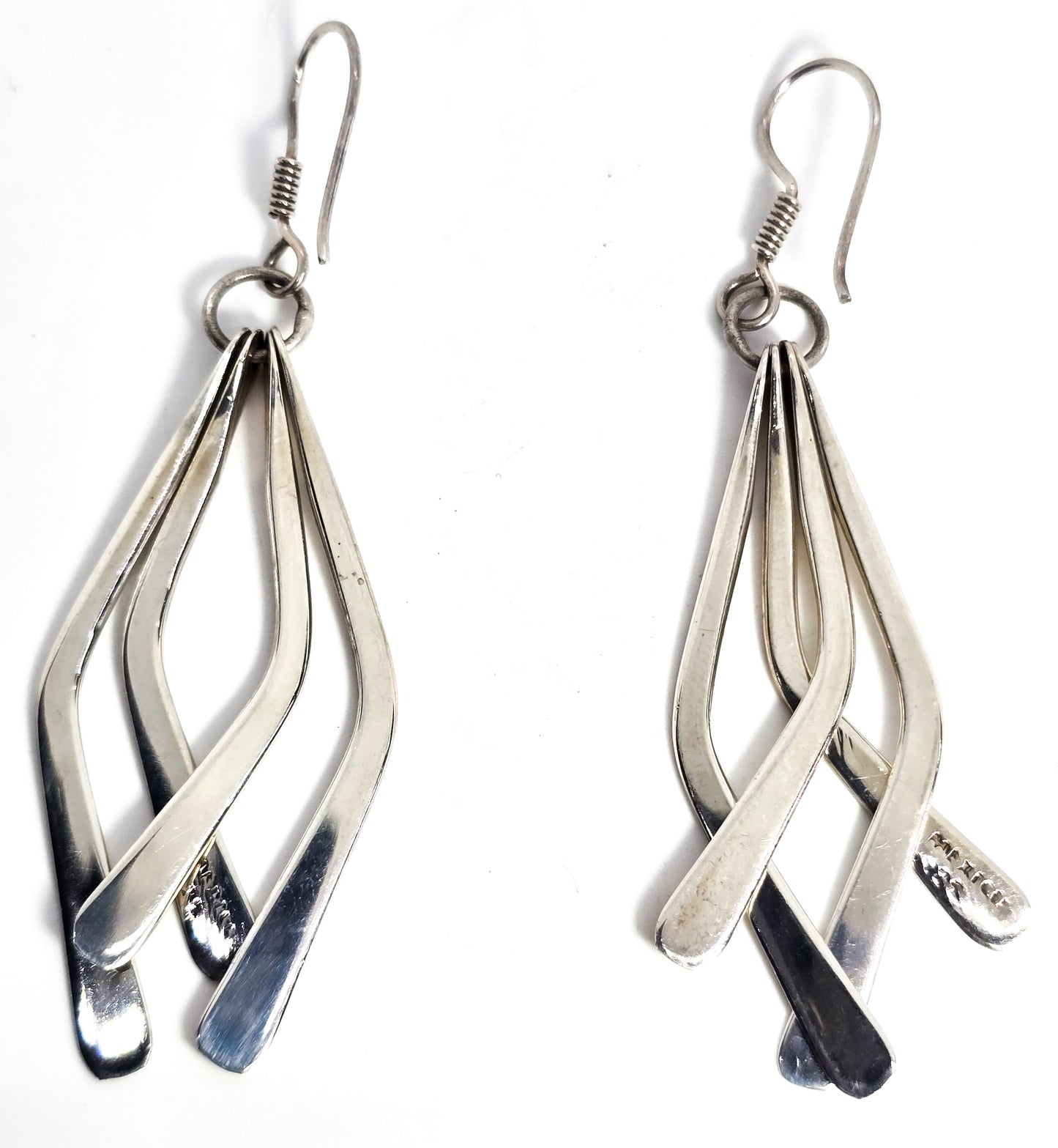 Mexico abstract drop vintage sterling silver layered puzzle earrings