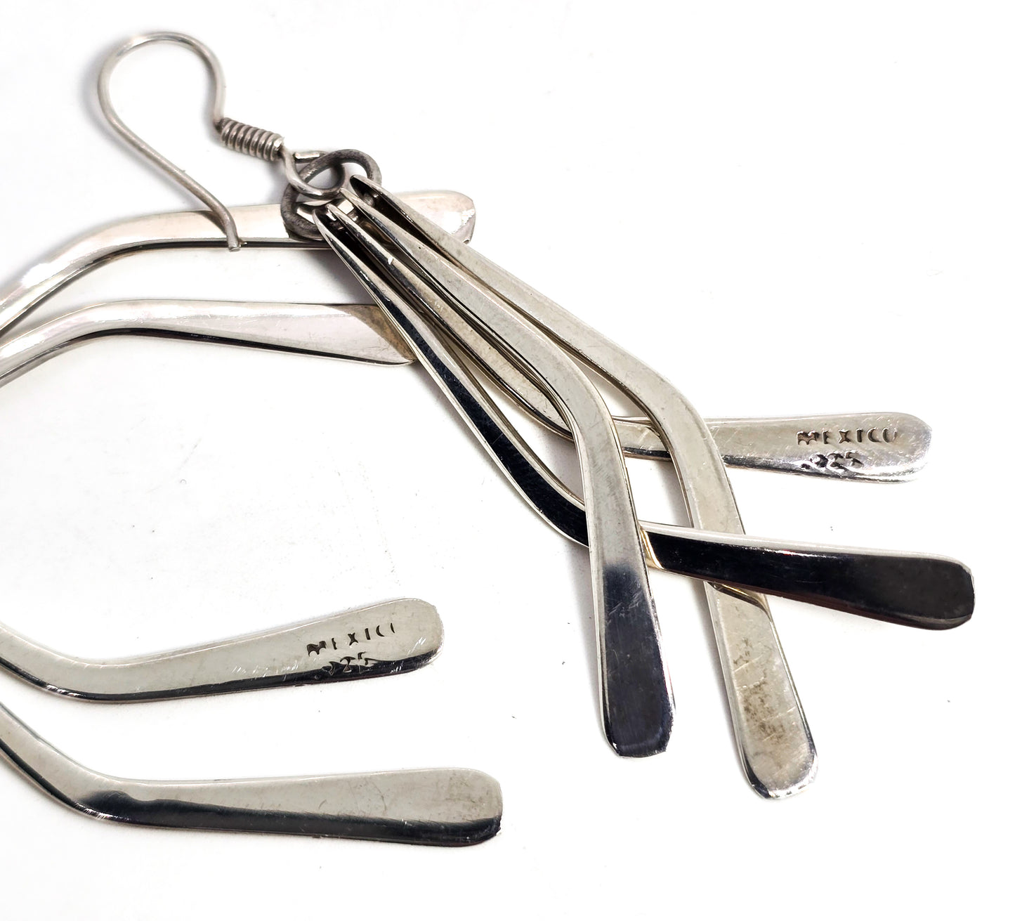 Mexico abstract drop vintage sterling silver layered puzzle earrings