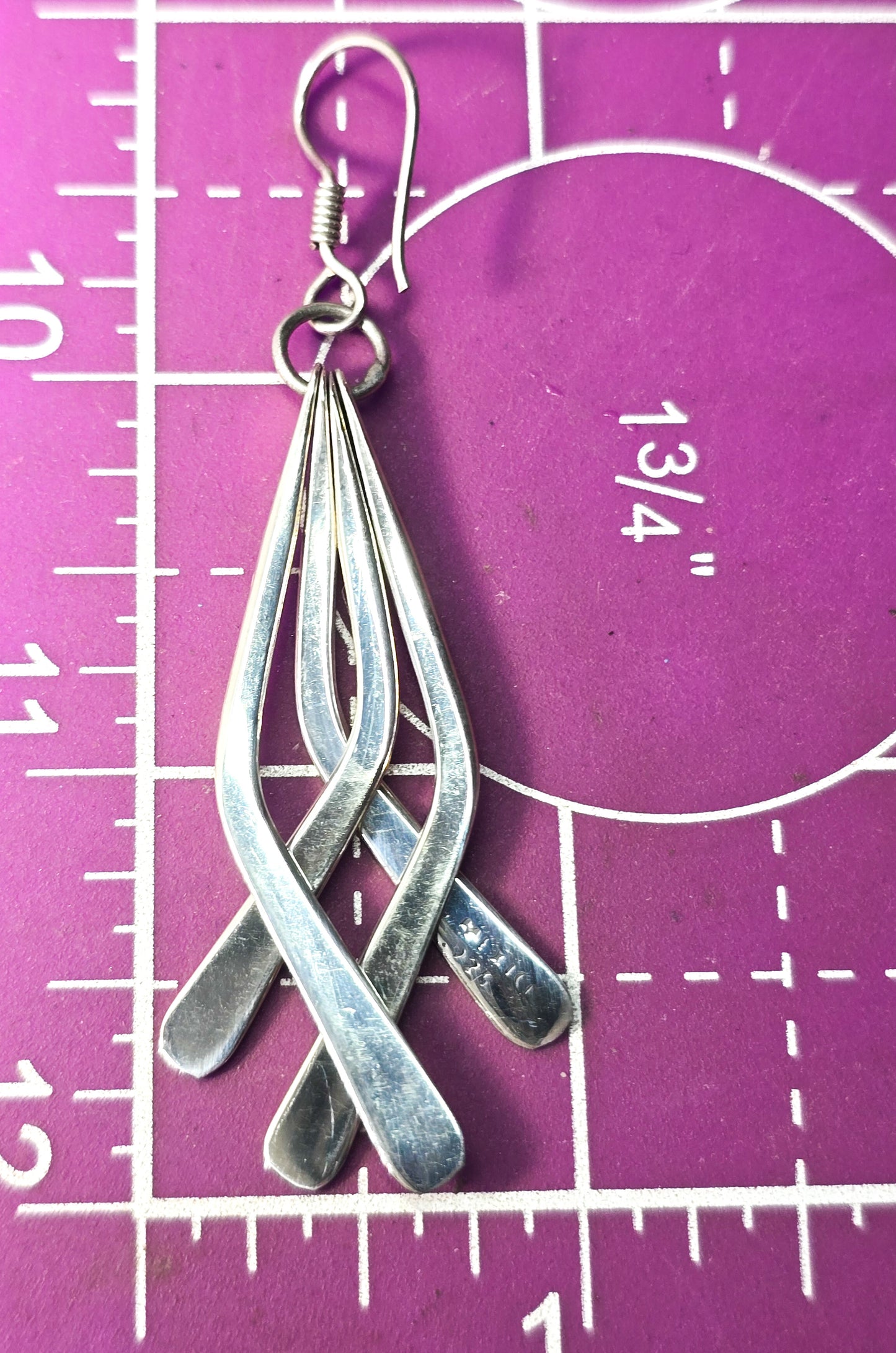Mexico abstract drop vintage sterling silver layered puzzle earrings