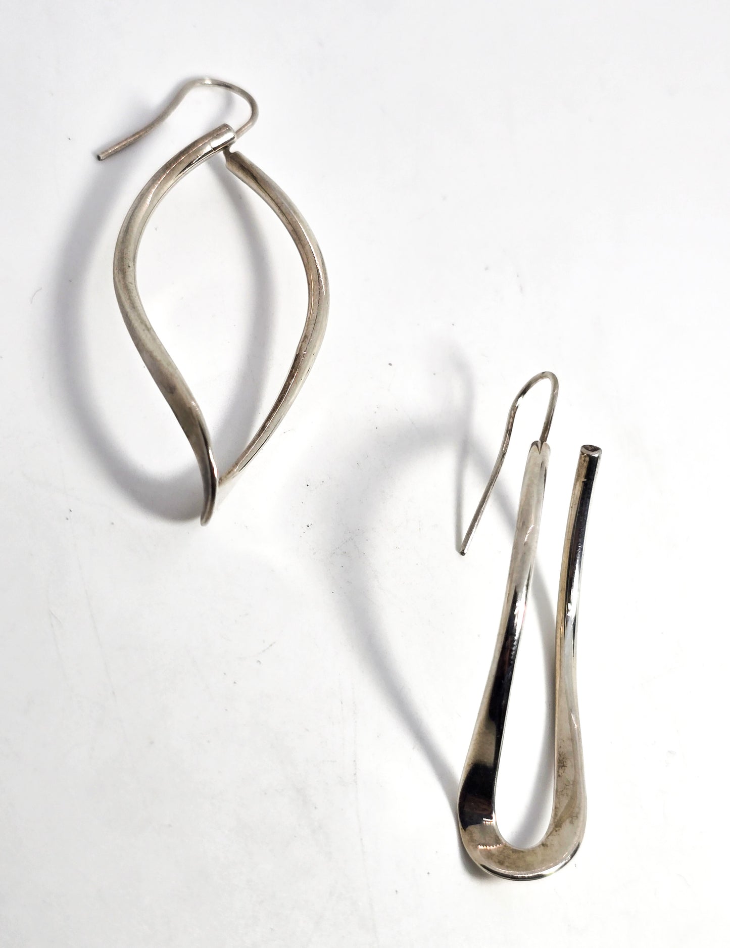 Modernist hoop thick hoop retro vintage sterling silver earrings