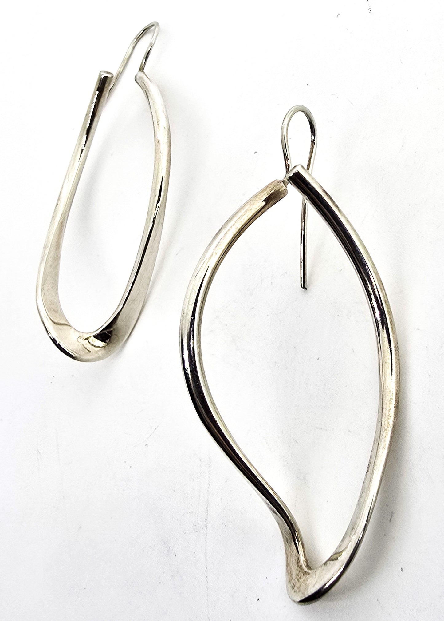 Modernist hoop thick hoop retro vintage sterling silver earrings