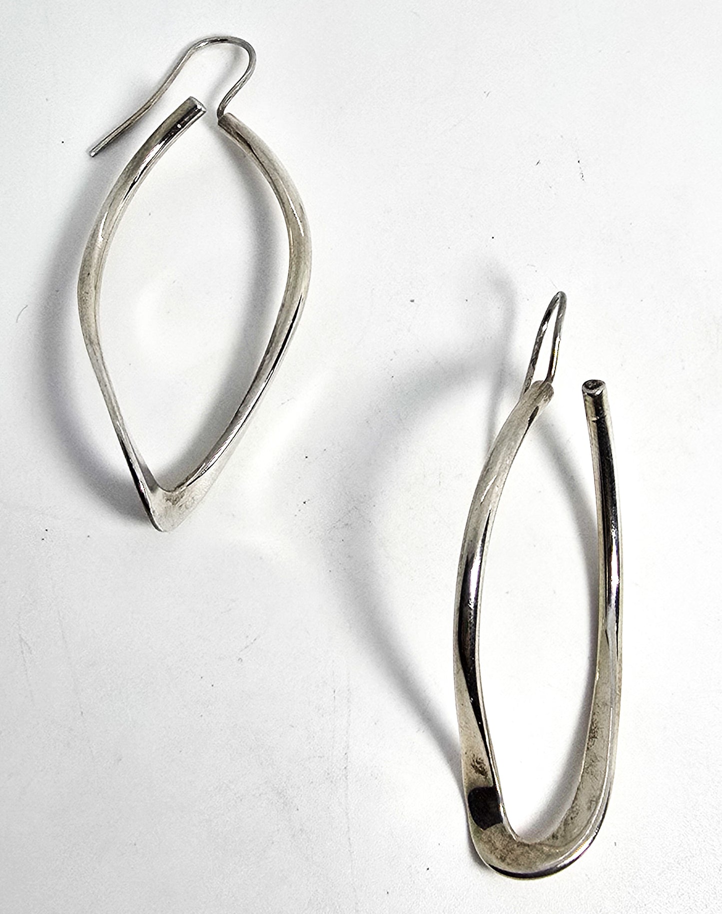 Modernist hoop thick hoop retro vintage sterling silver earrings