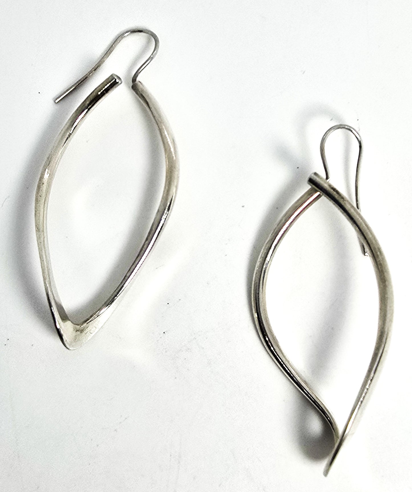 Modernist hoop thick hoop retro vintage sterling silver earrings