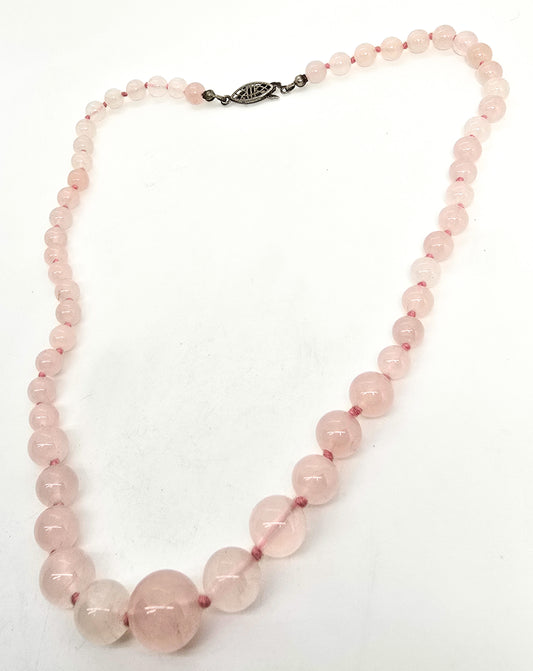 Rose quartz natural pink gemstone graduated beaded 18 inch necklace