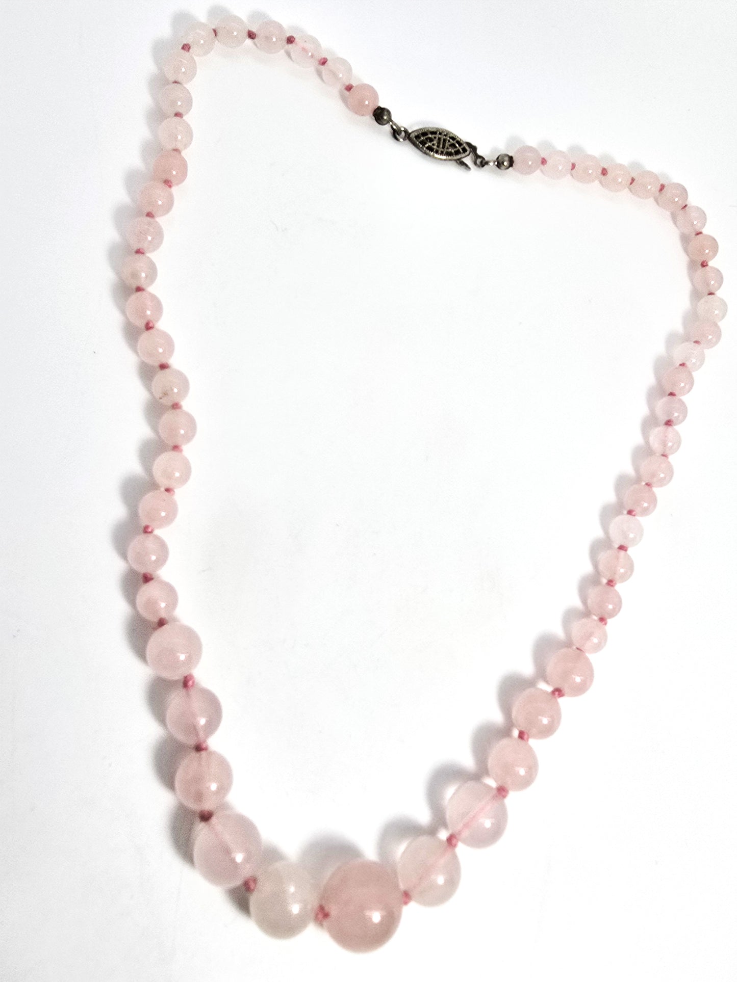 Rose quartz natural pink gemstone graduated beaded 18 inch necklace