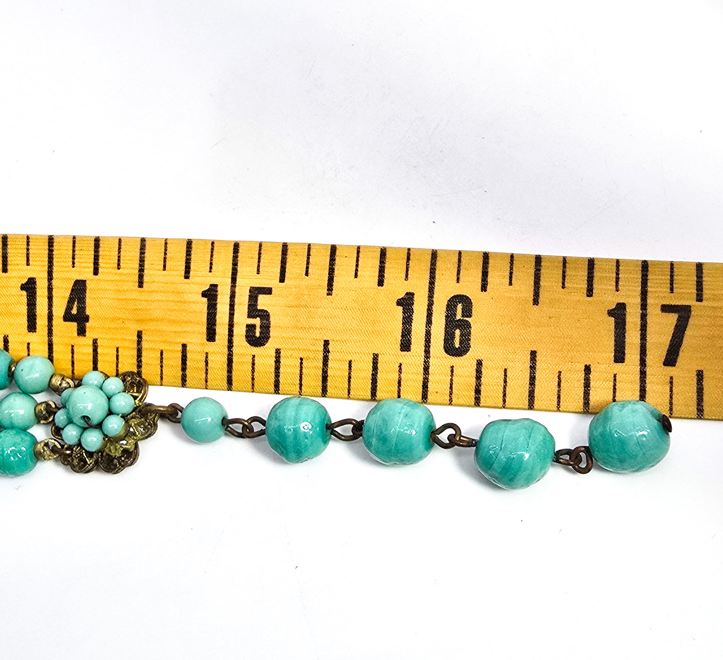 Robert Demario NYC robins egg blue rhinestone three strand vintage necklace