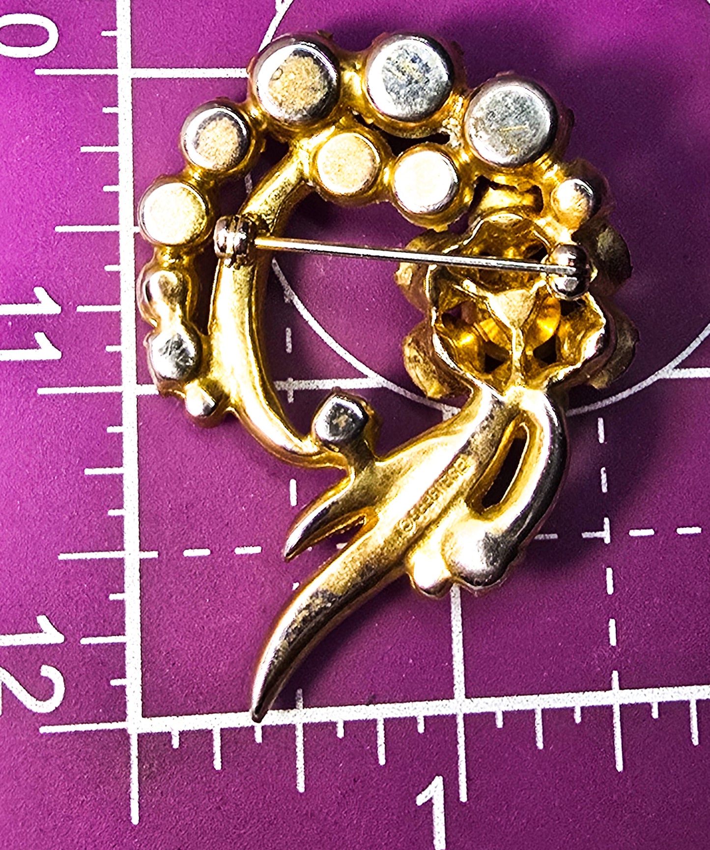 Eisenberg Champagne Rhinestone Brooch and earrings signed vintage demi parure set