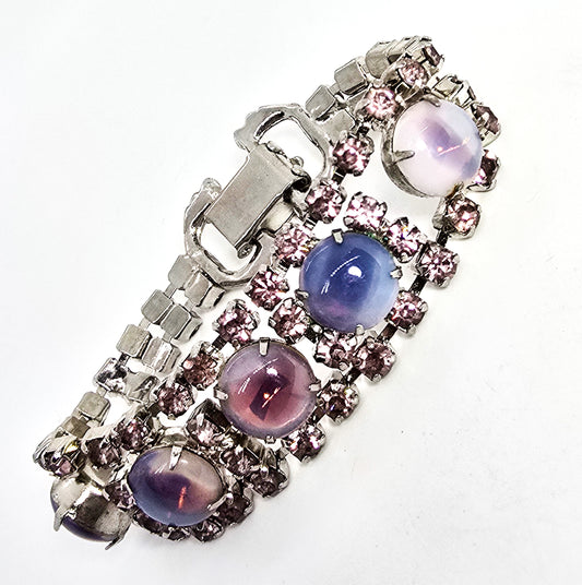 Purple and pink Givre Opalescent mid century rhinestone vintage tennis bracelet