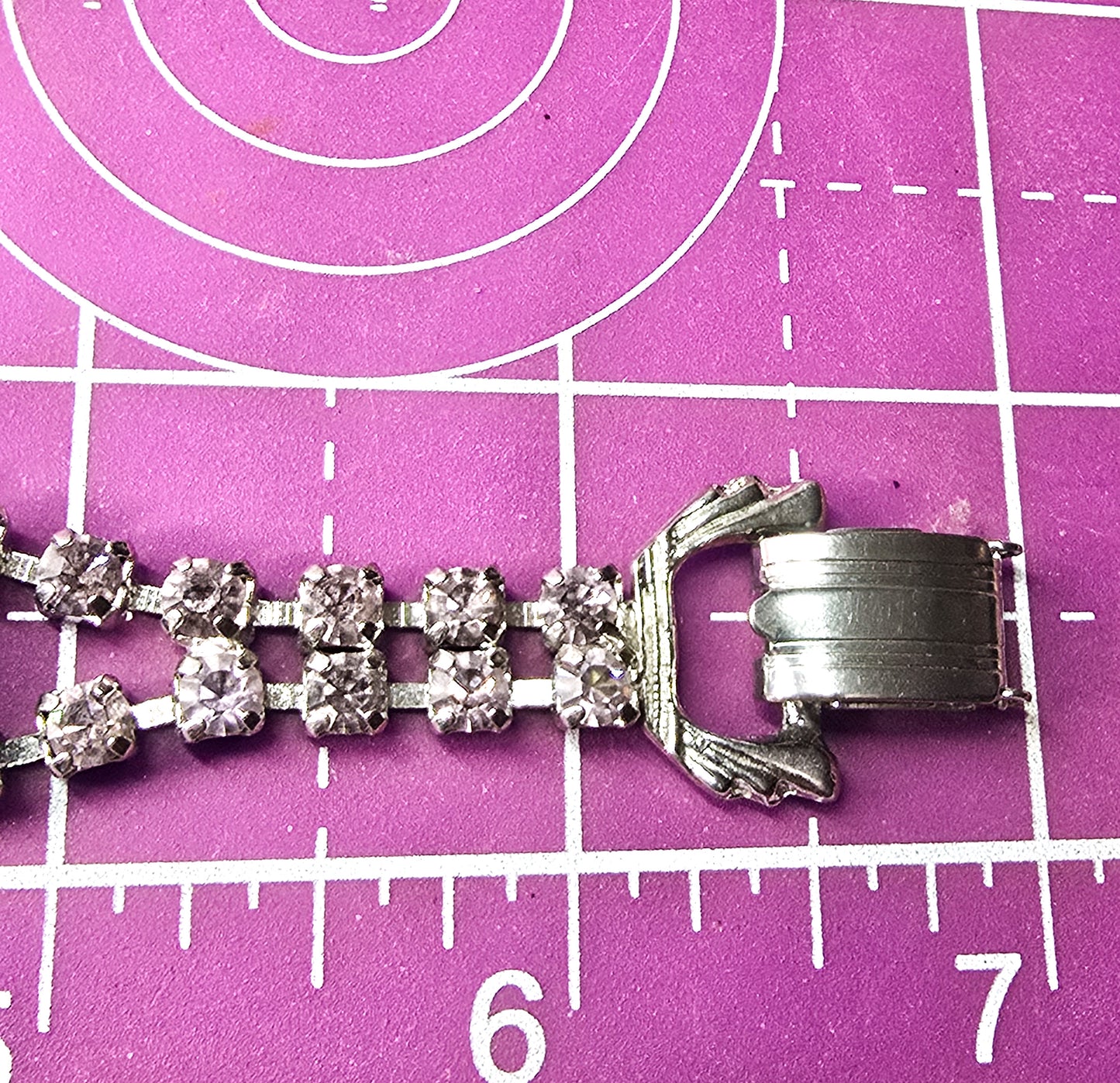 Purple and pink Givre Opalescent mid century rhinestone vintage tennis bracelet
