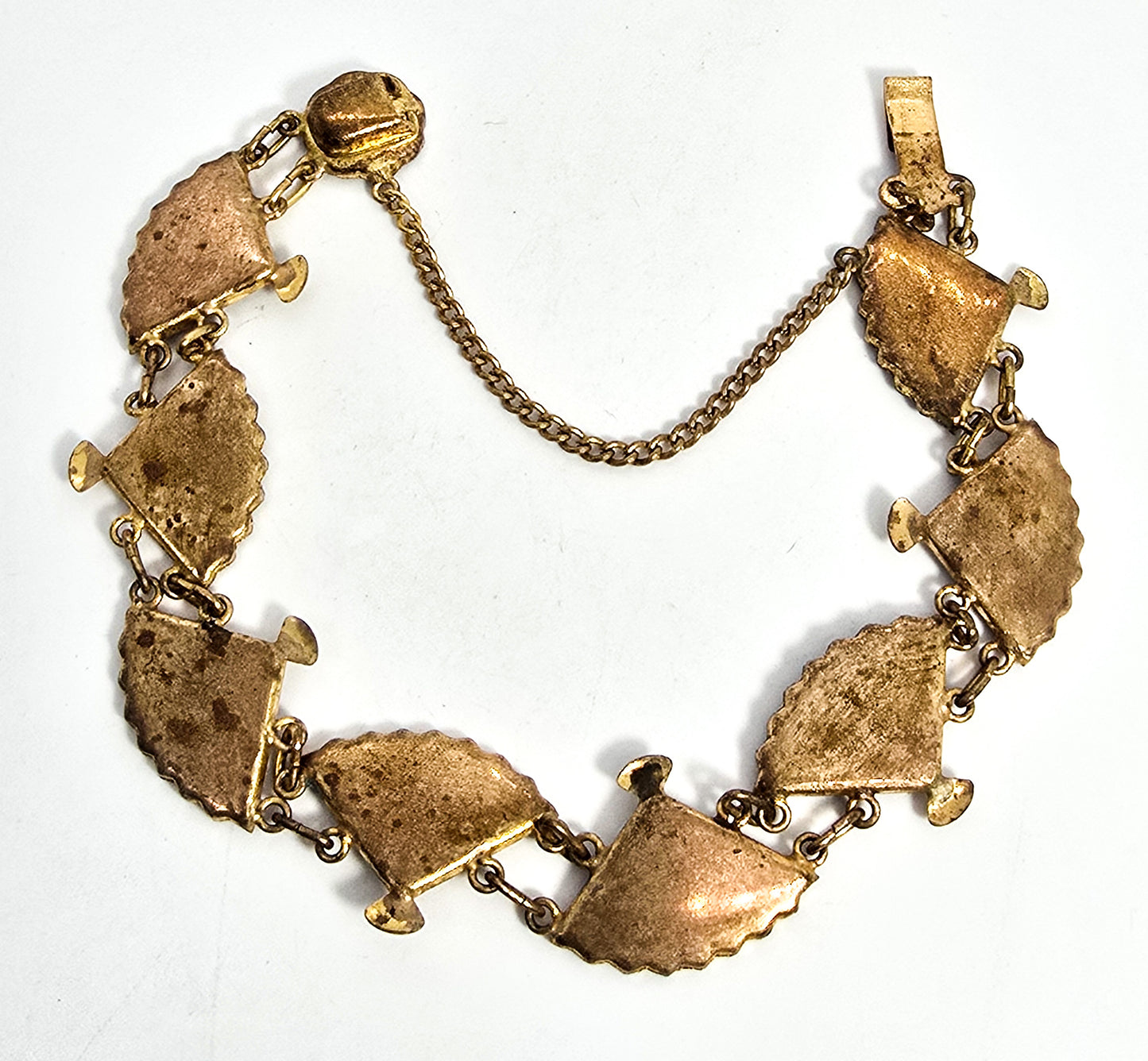 Japanese Damascene fan necklace Amita jewelry Vintage panel bracelet