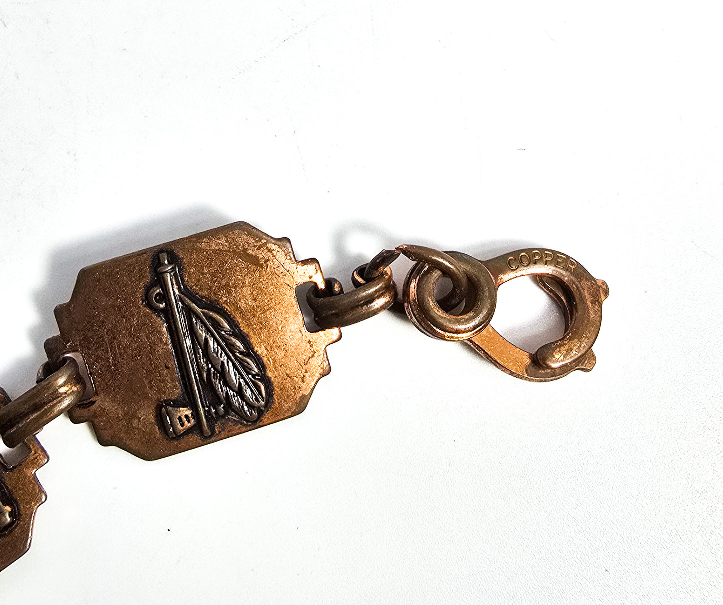 Modernist copper vintage Southwestern Native bracelet sister clasp 7 inches