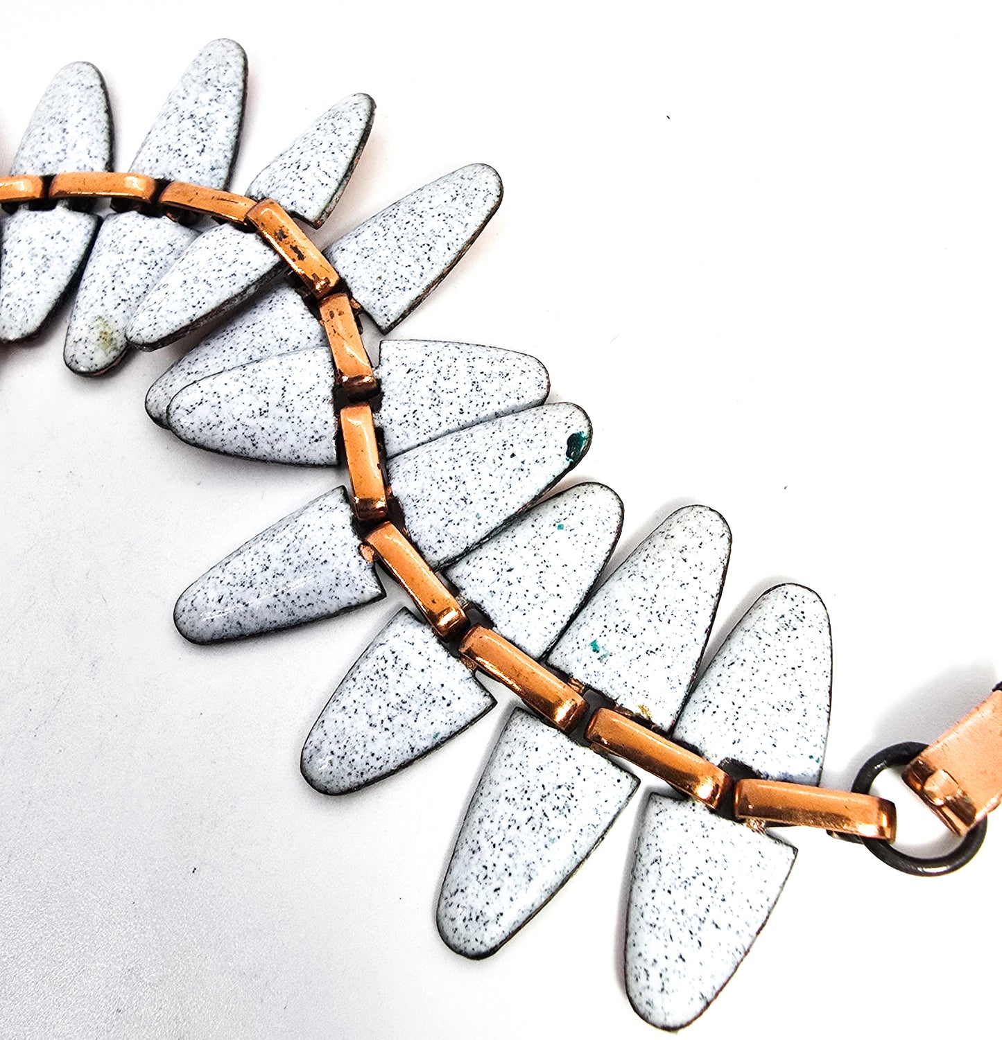Renoir Matisse vintage White Cleopatra “Nefertiti” Copper enamel Bracelet