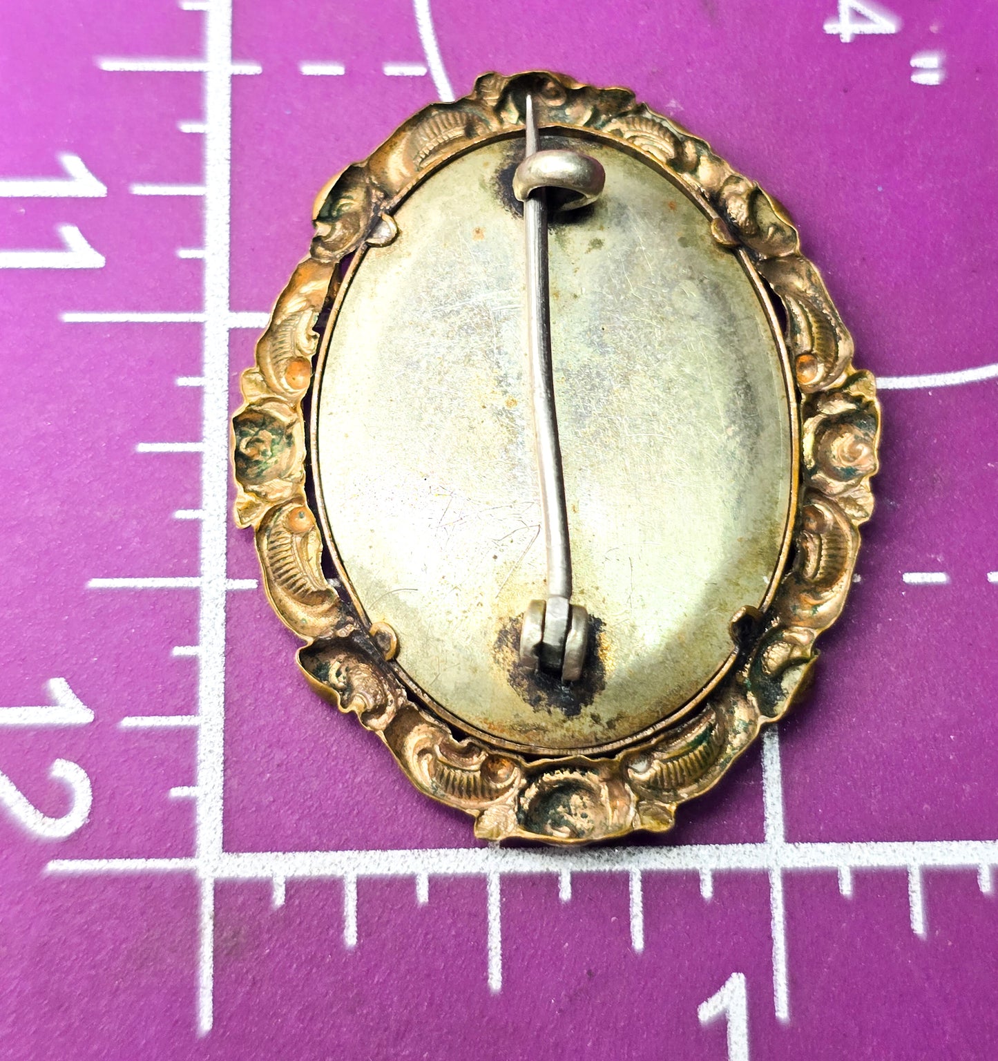 Memento Mori dried flower gold filled antique Mourning jewelry brooch