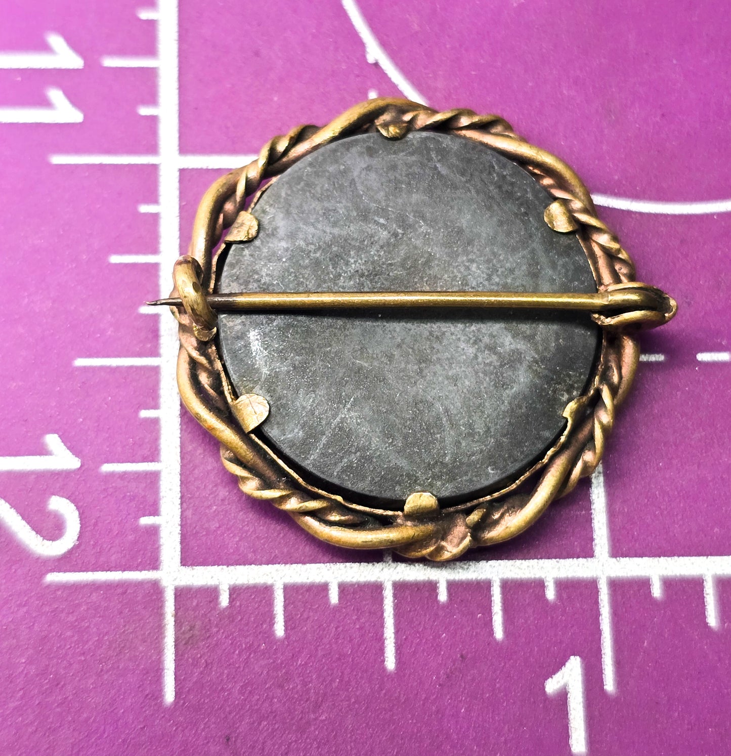 Victorian Memento Mori Tin Baby Child children antique Mourning brooch pin