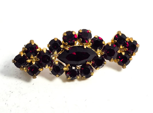 Ruby red mid century vintage rhinestone gothic bohemian brooch