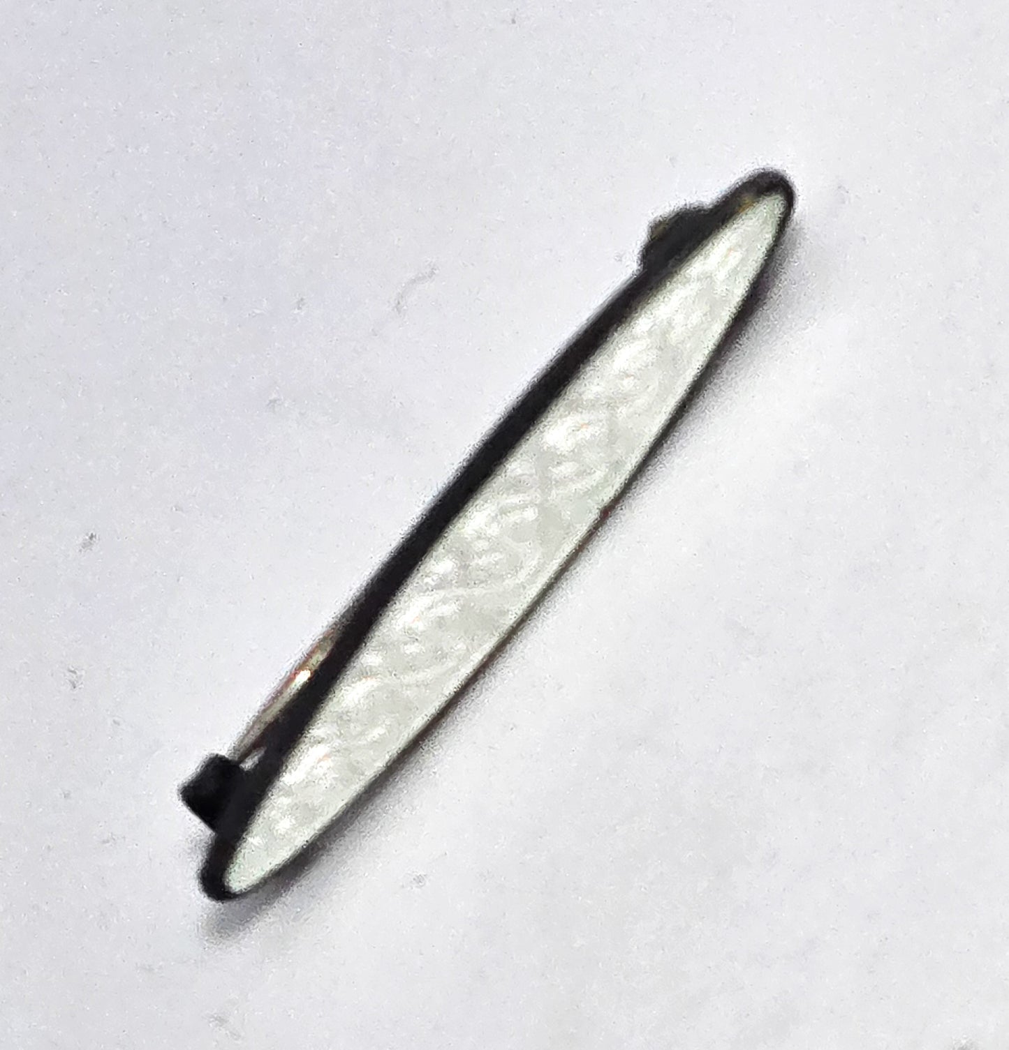 Art Deco small Guilloche enamel white antique bar pin lingerie brooch