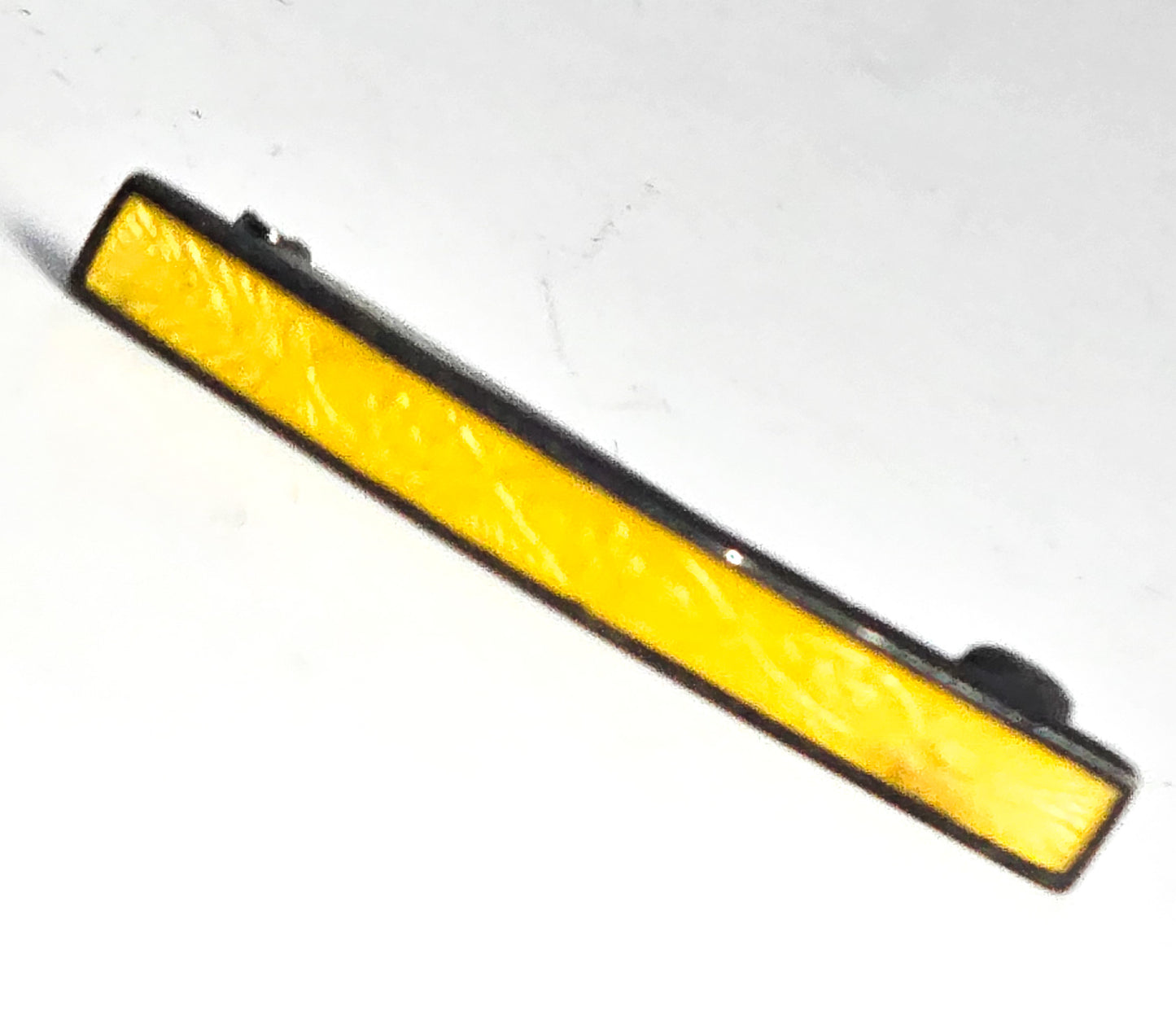 Herman Art Deco small Guilloche enamel yellow antique bar pin lingerie brooch